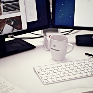 computer and cup